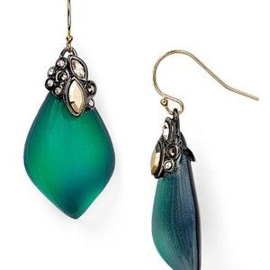 NEW Alexis Bittar Green "Black Forest” Lucite & crystal Drop Earrings